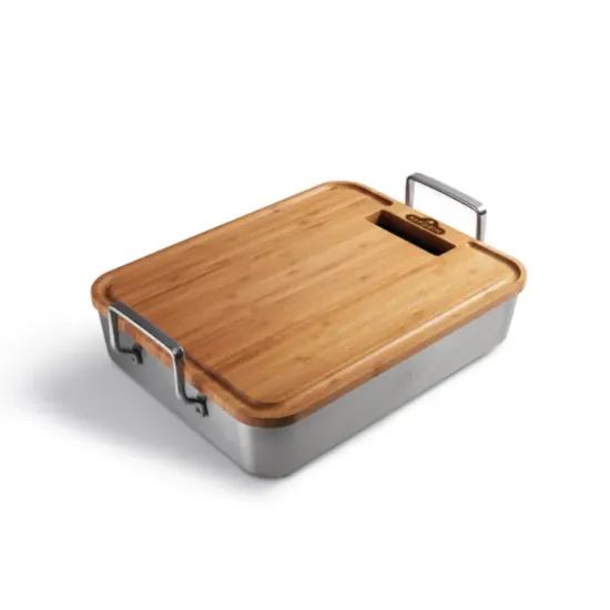 Picture of Premium Stainless Steel Roasting Pan with Bamboo Cutting Board